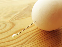 殻に針を刺した卵