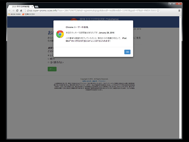 chrome:ユーザー調査画面