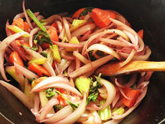 玉ねぎがしんなりとするまで炒めた野菜。